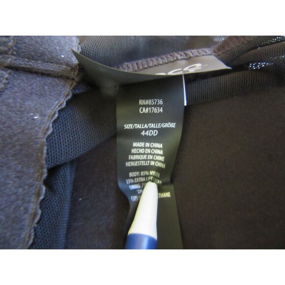 Coco Reef Grace Tankini Top Black Silver Trim 44DD NWT Shelf Bra Sporty Summer - Picture 9 of 10